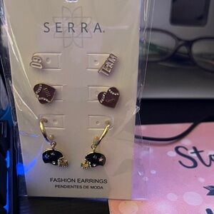 Serra Black and Gold Football Earrings